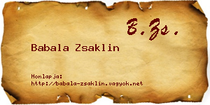 Babala Zsaklin névjegykártya